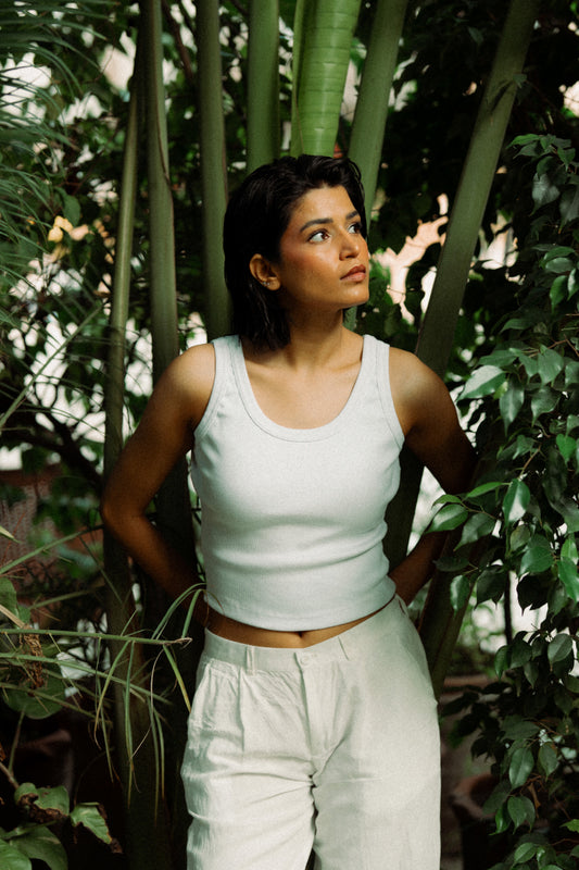 White Ribbed Tank Top (Women)