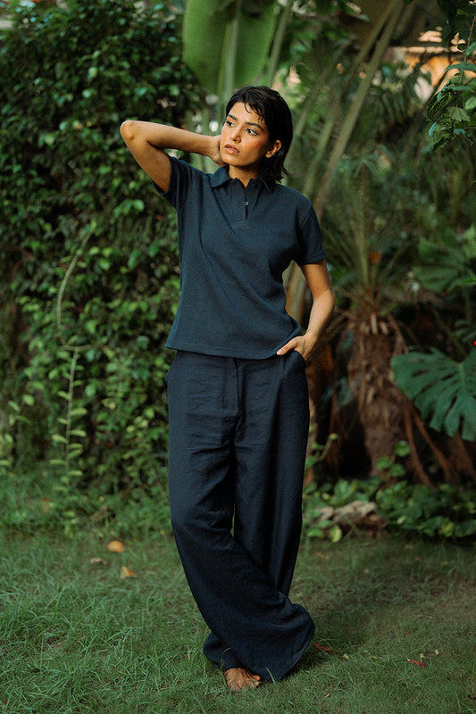 Blue Thermal Polo Shirt (Women)