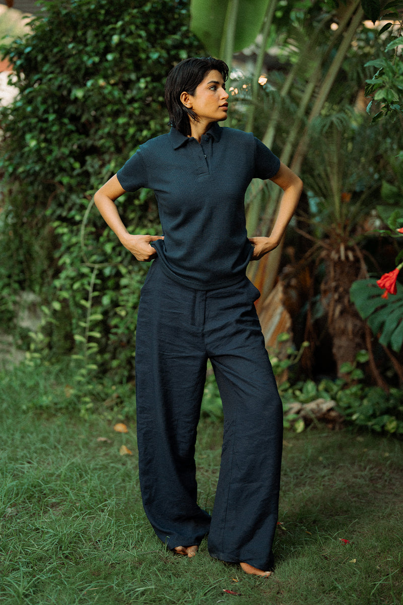 Blue Thermal Polo Shirt (Women)