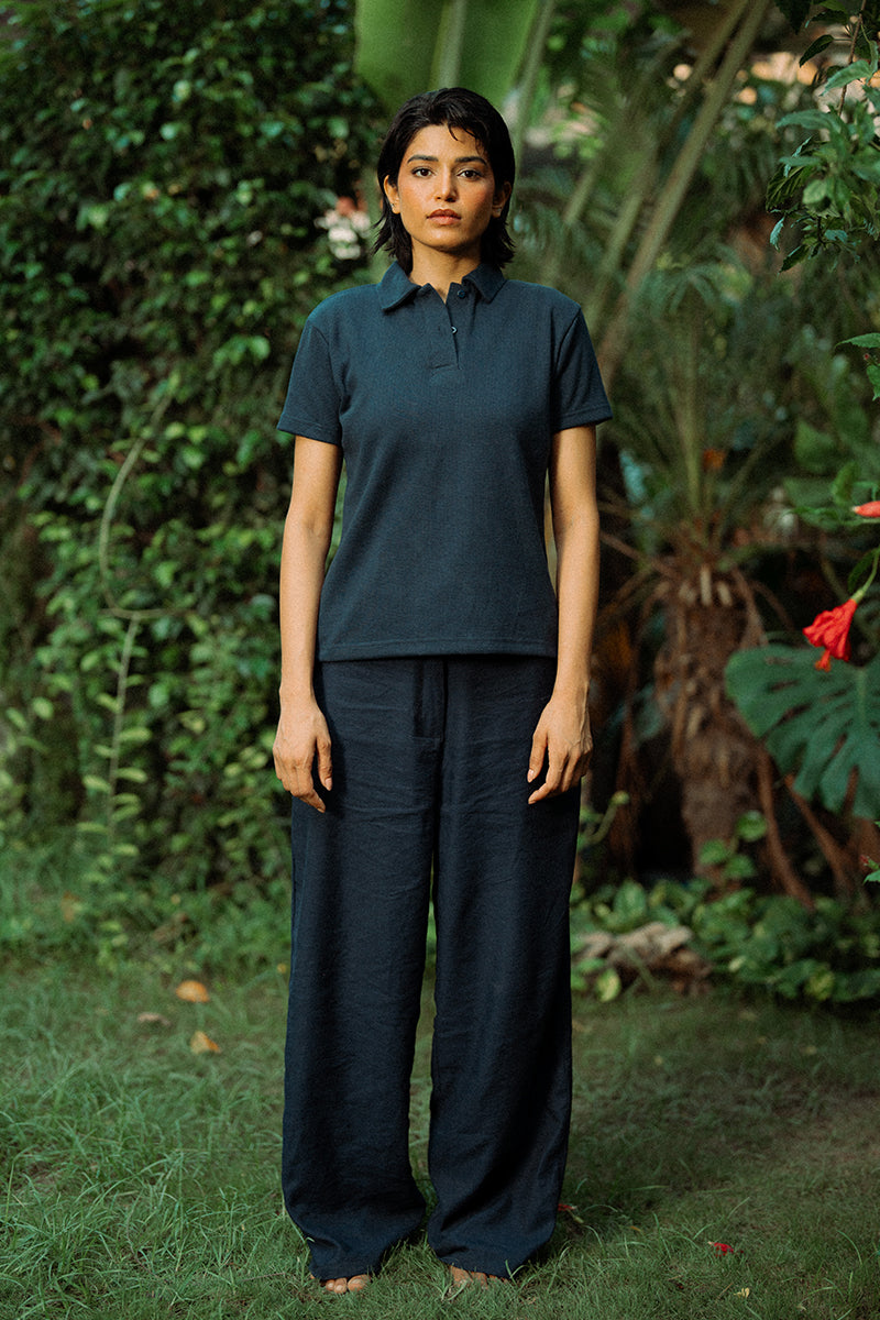 Blue Thermal Polo Shirt (Women)