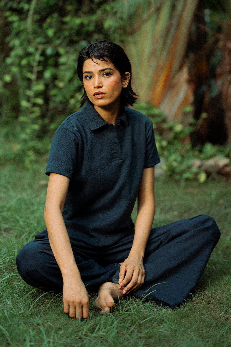 Blue Thermal Polo Shirt (Women)