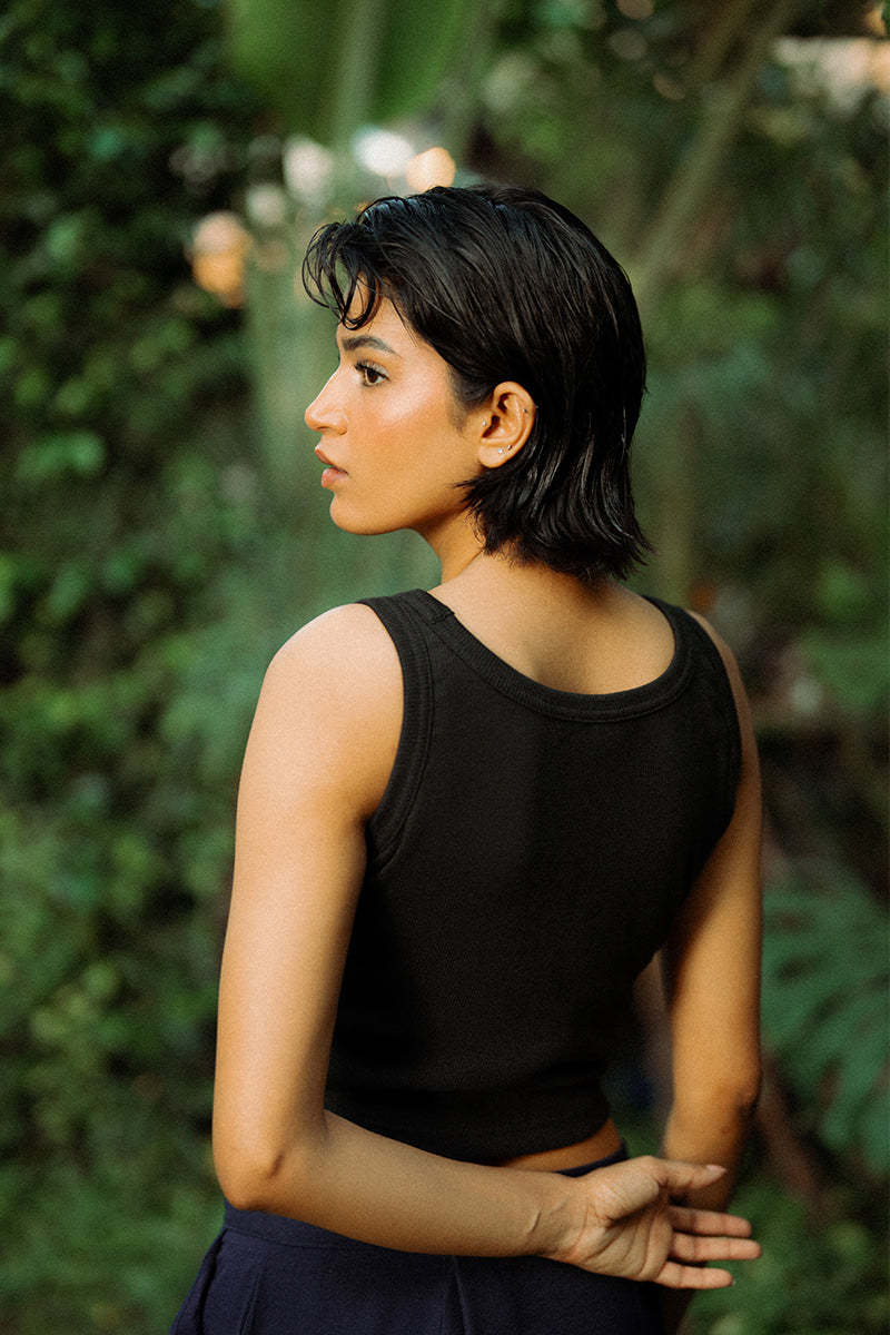 Black Ribbed Tank Top (Women)