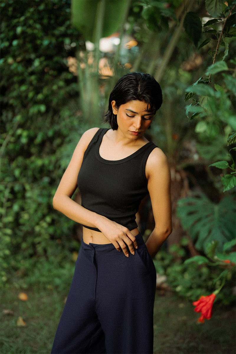 Black Ribbed Tank Top (Women)