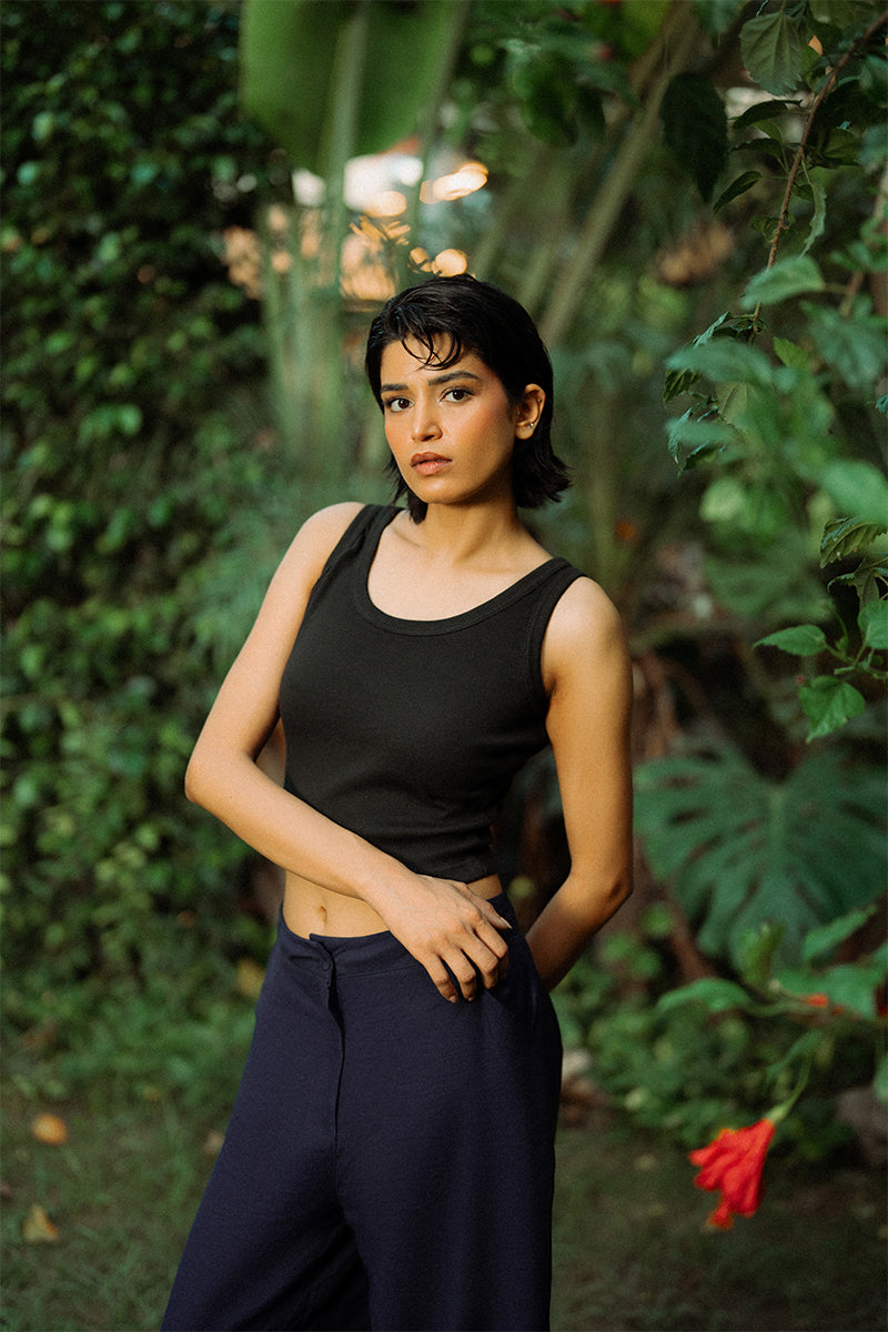 Black Ribbed Tank Top (Women)