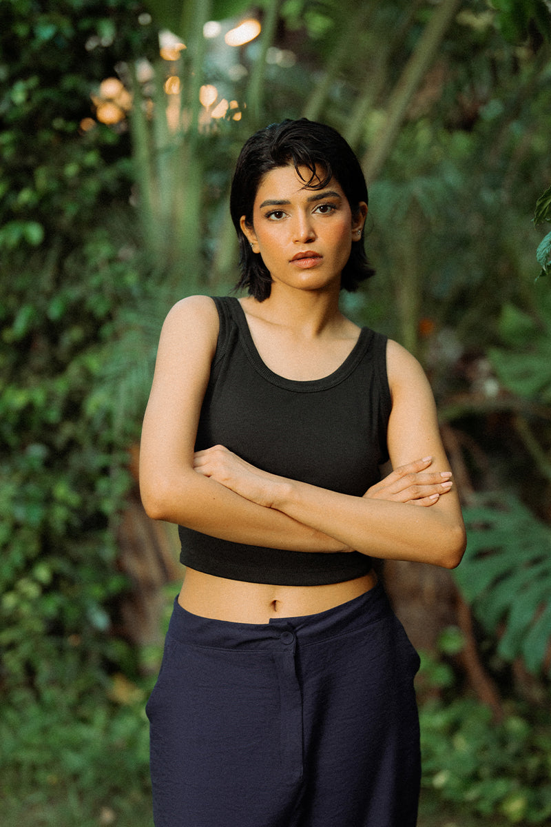 Black Ribbed Tank Top (Women)