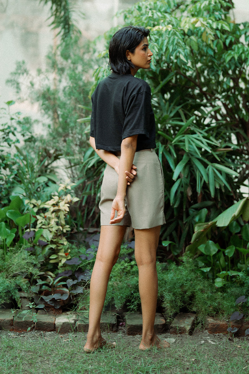 Beige Pleated Shorts (Women)