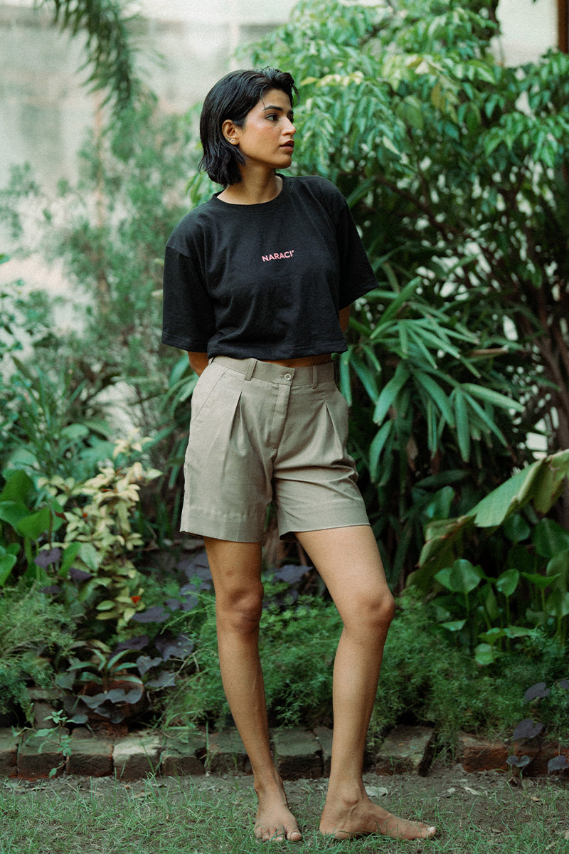 Beige Pleated Shorts (Women)
