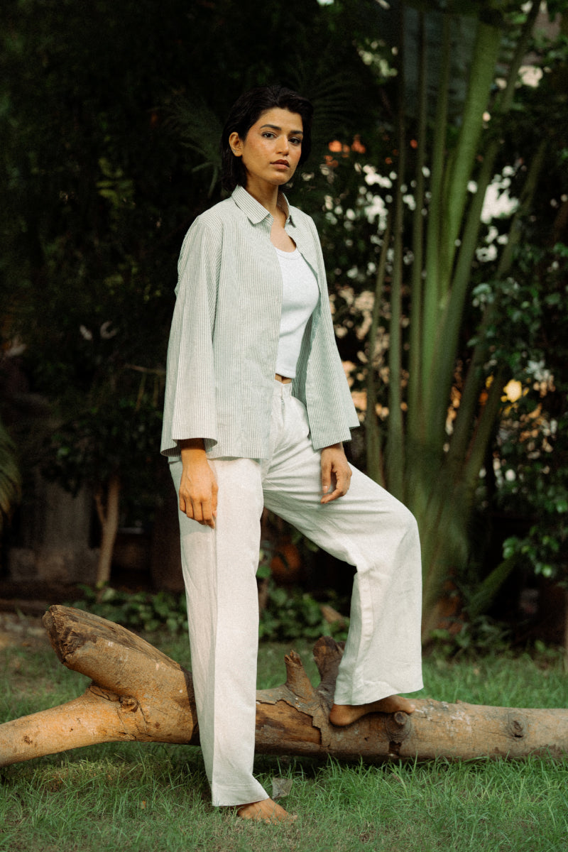 Green White Striped Shirt (Women)
