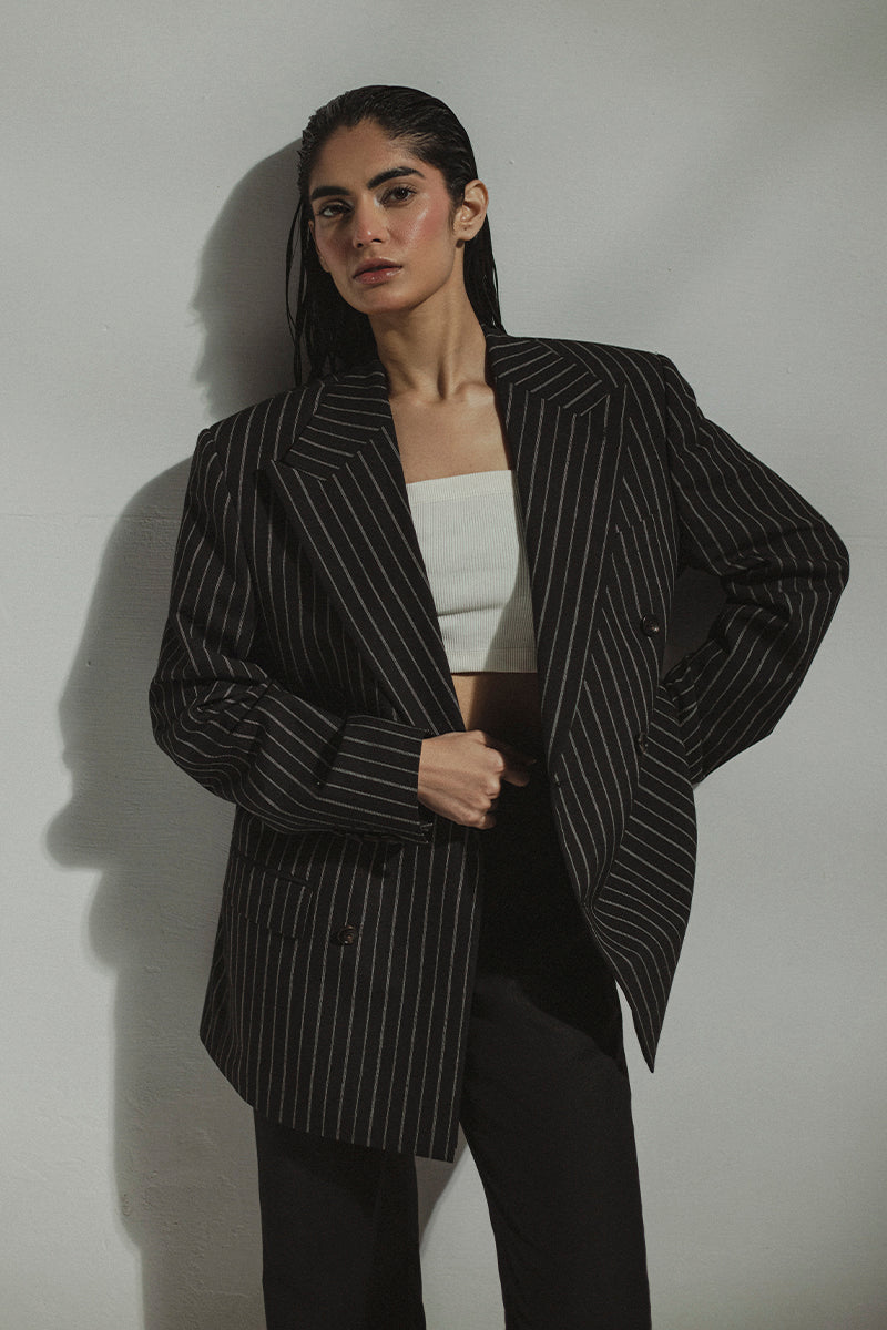 Oversize Pin-striped Blazer