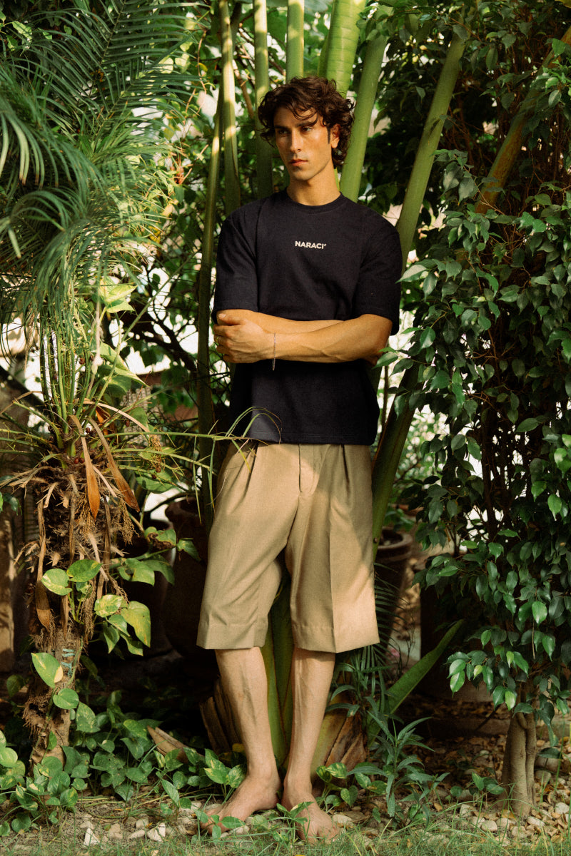 Beige Pleated Shorts (Men)