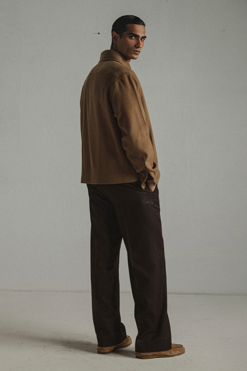 Camel Wool Zip-up Jacket